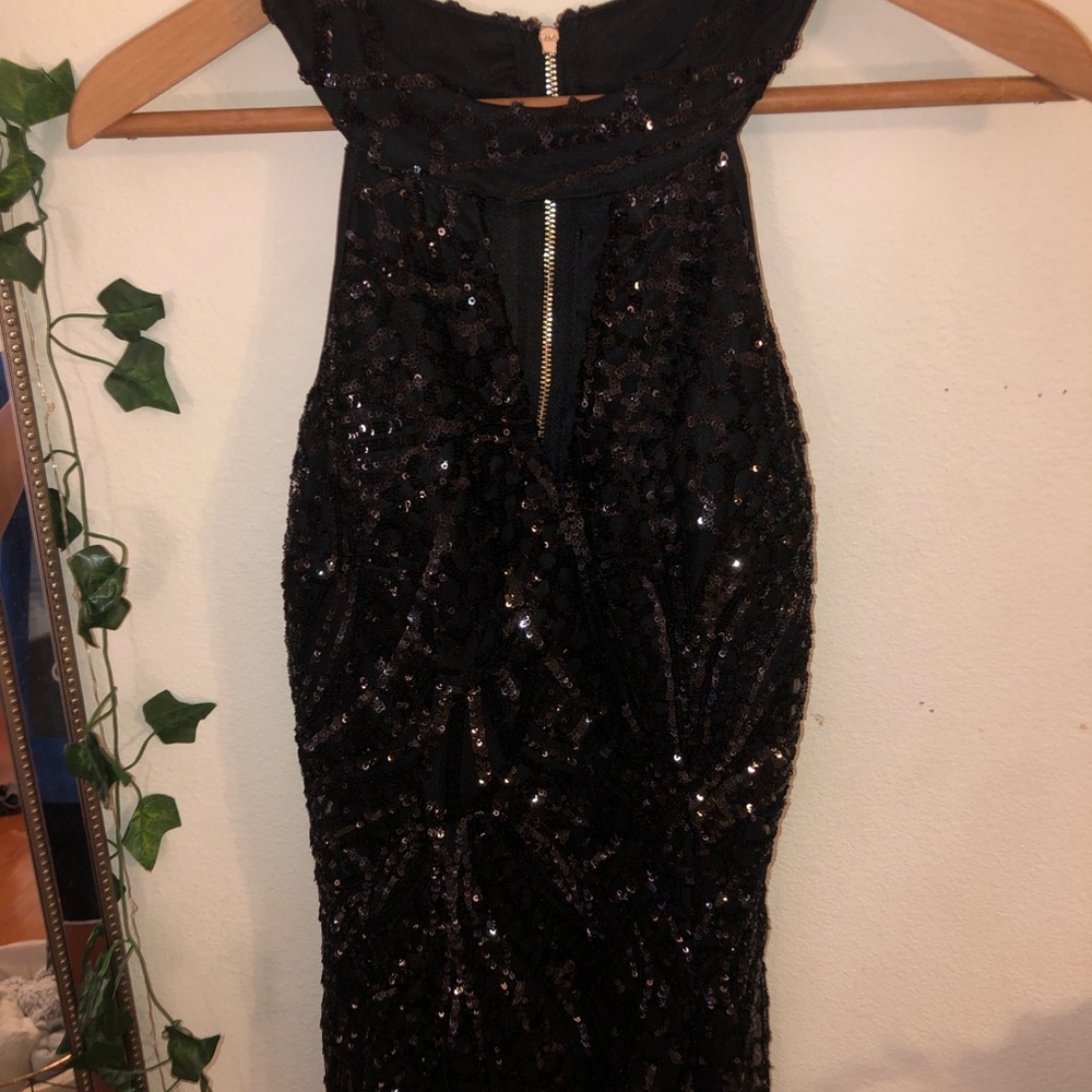 windsor black sequin halter neck dress